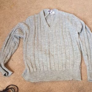 Grey Vintage Argyle Print Sweater
